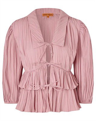 Balloon Sleeve Tie Bluse - Pink Nectar